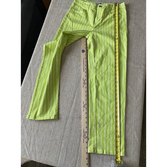 VICTOR GLEMAUD Women Straight Striped Jeans Lime Green & White Size 6 - Picture 3 of 7